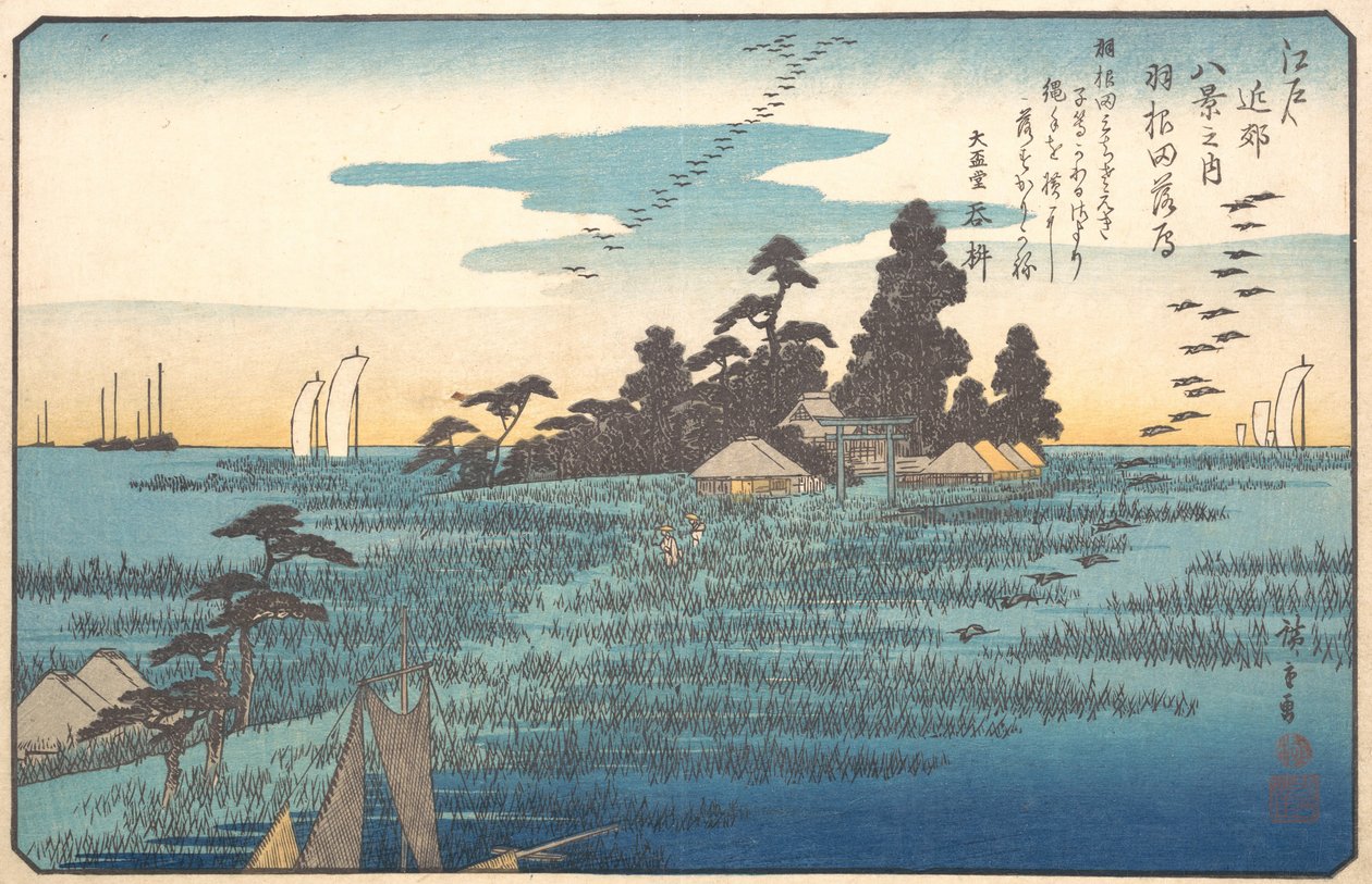 Gansos selvagens em Haneda, século XIX. de Ando Hiroshige