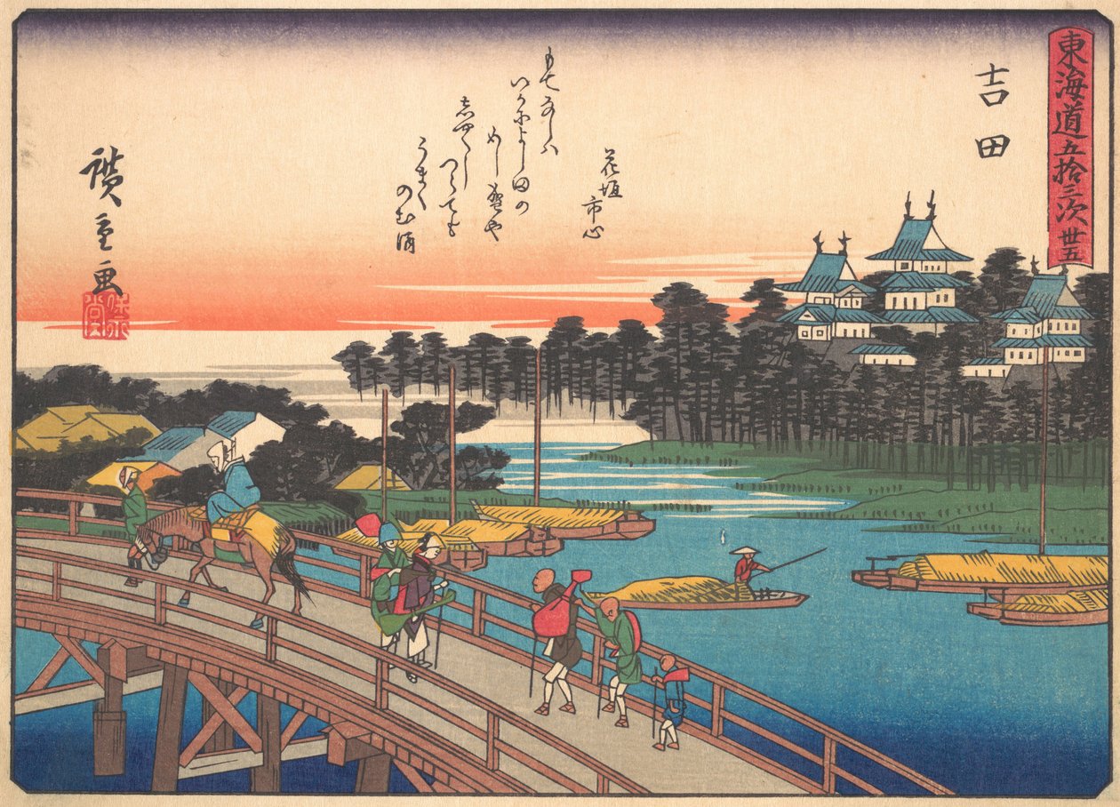 Yoshida, da série The Fifty-three Stations of the Tokaido Road, início..., início do século XX. de Ando Hiroshige