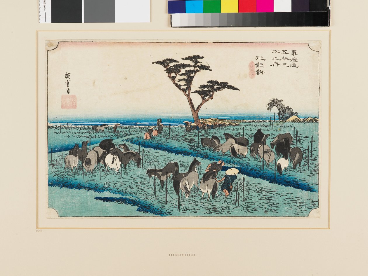 Chiryū: Feira de cavalos do início do verão de Ando or Utagawa Hiroshige