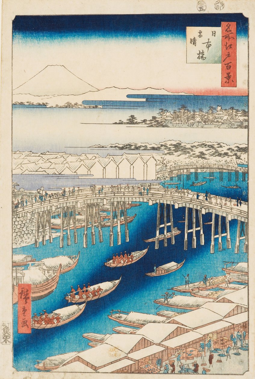 Limpeza depois da Neve na Ponte Nihonbashi de Ando or Utagawa Hiroshige
