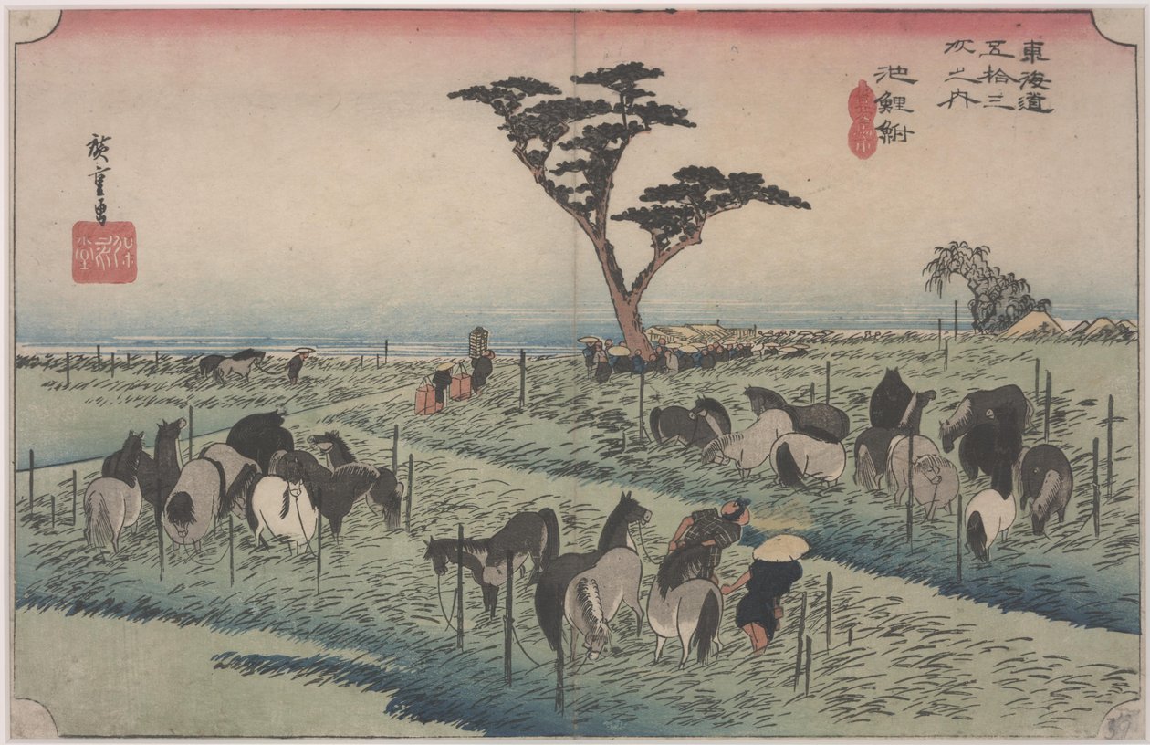 Feira do Cavalo no Início do Verão de Ando or Utagawa Hiroshige