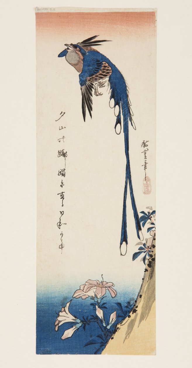 Magpie e Azalea (impressão a cores em bloco de madeira) de Ando or Utagawa Hiroshige