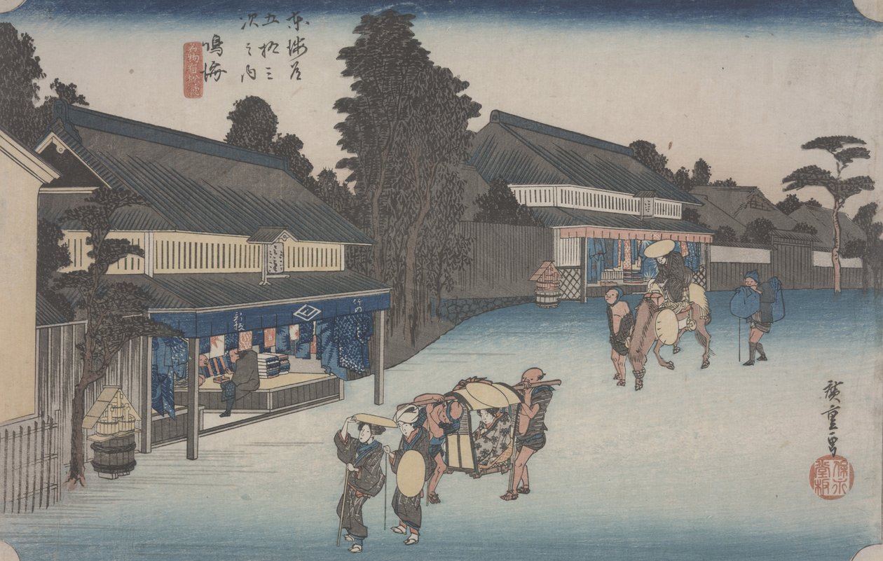 Narumi  41 (da série "Cinquenta e três Estações do Tokaido"), c.1833-34 (impressão em xilogravura colorida) de Ando or Utagawa Hiroshige