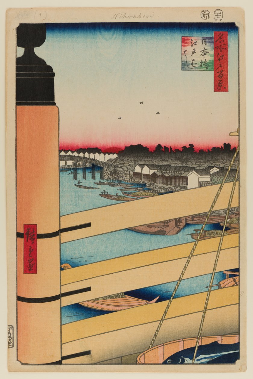 Ponte Nihonbashi e Ponte Edobashi (Nihonbashi a Edobashi) de Ando or Utagawa Hiroshige