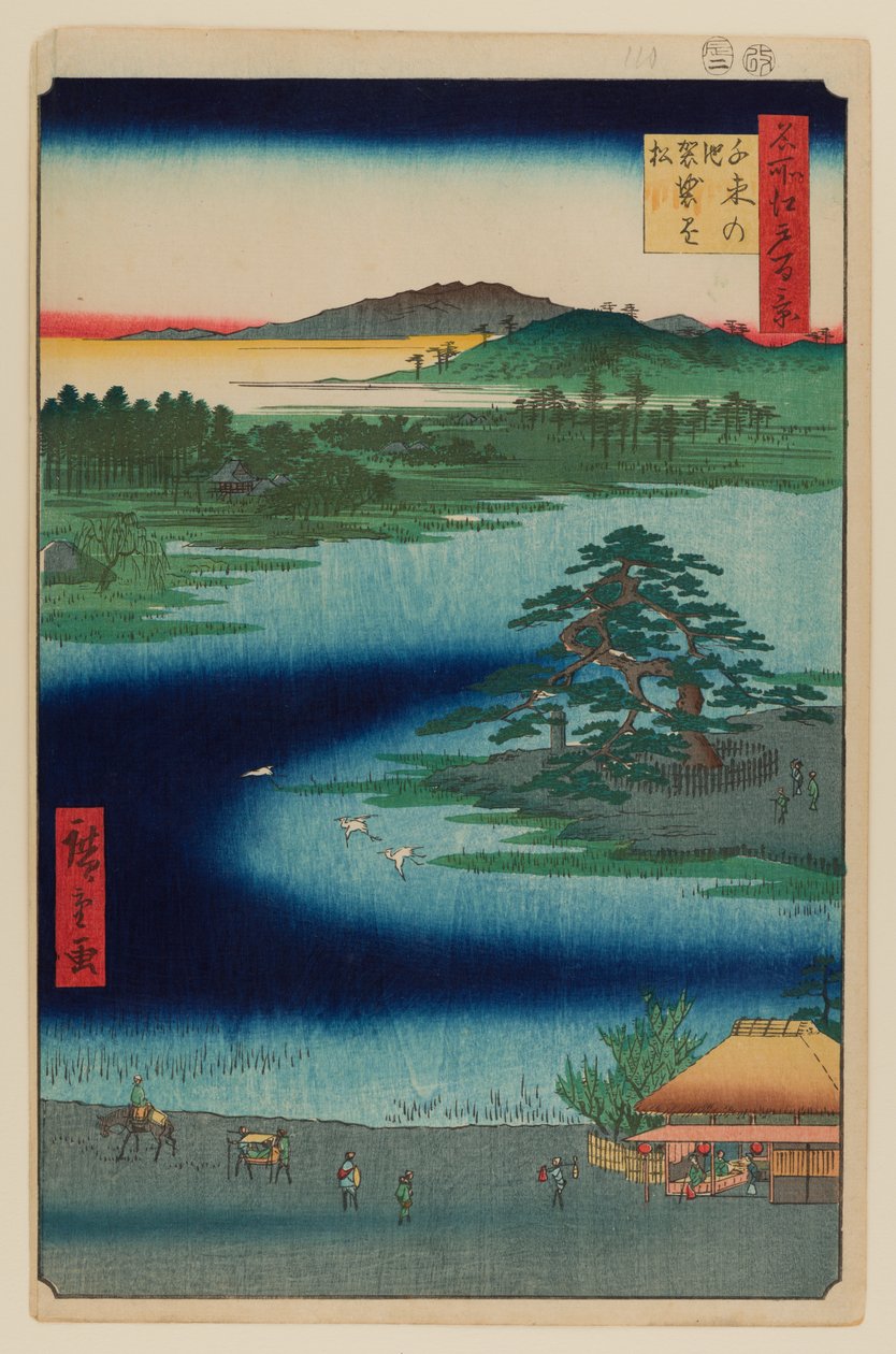 Pinheiro-das-rochas, lagoa Senzoku de Ando or Utagawa Hiroshige