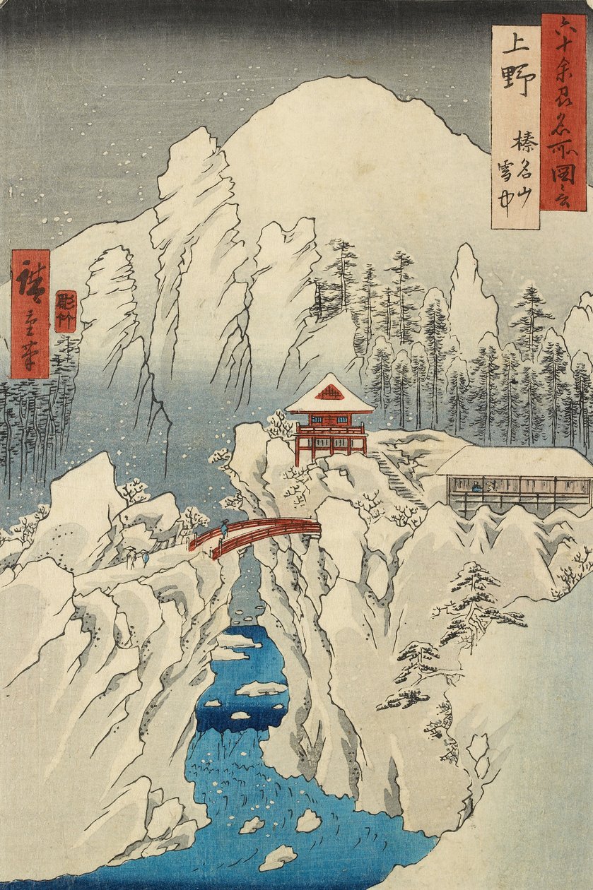 Neve no Monte Haruna na província de Kōzuke de Ando or Utagawa Hiroshige
