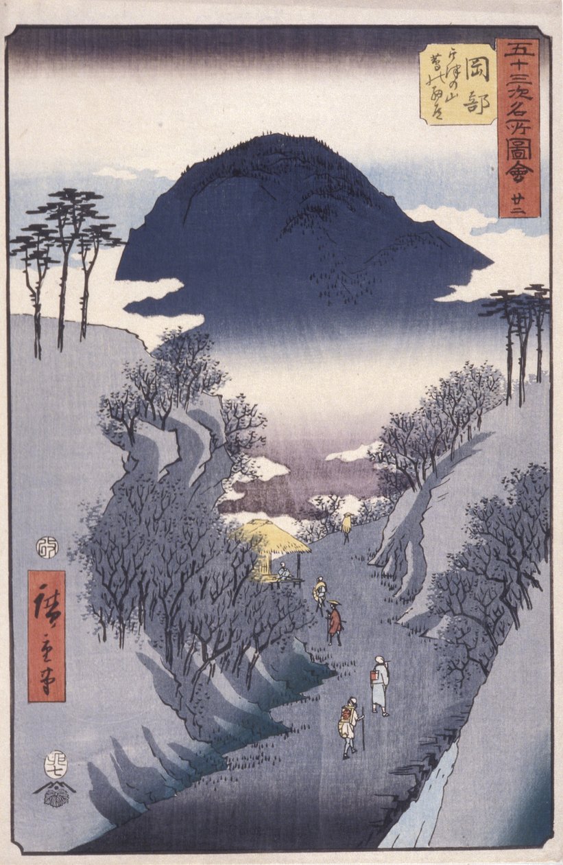 Estação 22, Okabe (impressão em bloco de madeira a cores) de Ando or Utagawa Hiroshige