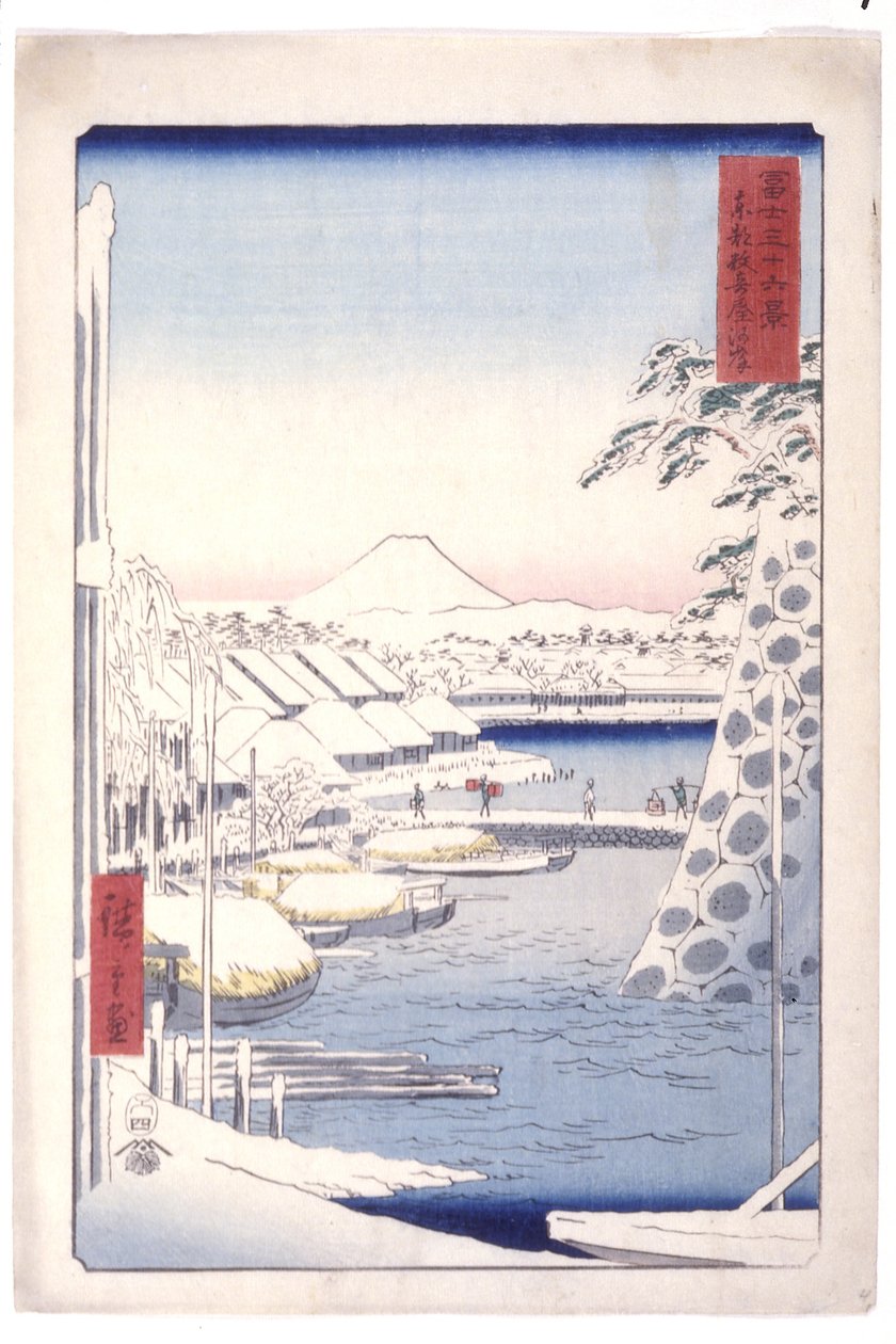 Sukiya Riverbank In The Eastern Capital (T?to Sukiya Kaigan) (impressão em bloco de madeira a cores) de Ando or Utagawa Hiroshige
