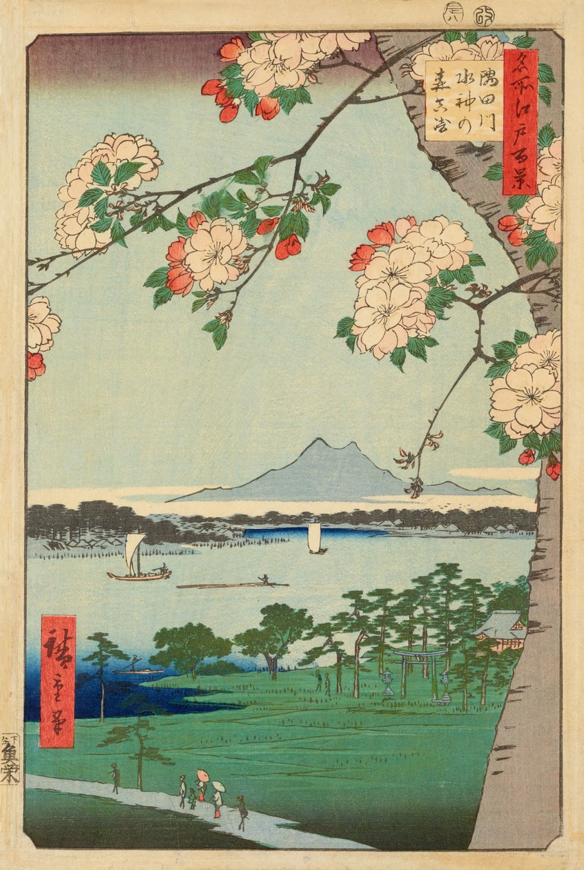 O Bosque Suijin e Massaki no rio Sumida de Ando or Utagawa Hiroshige