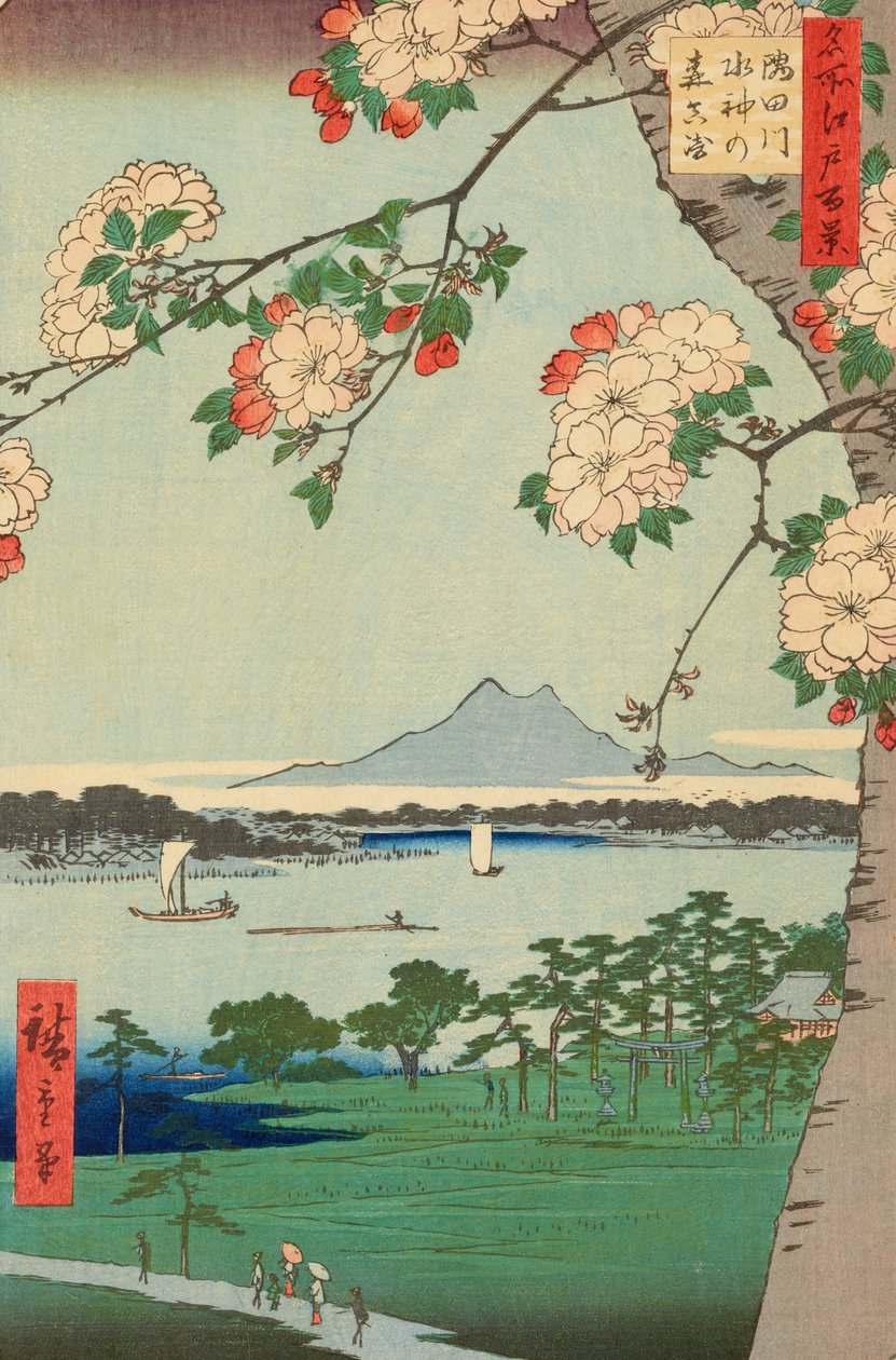Os bosques de Suijin e Massaki no rio Sumida de Ando or Utagawa Hiroshige