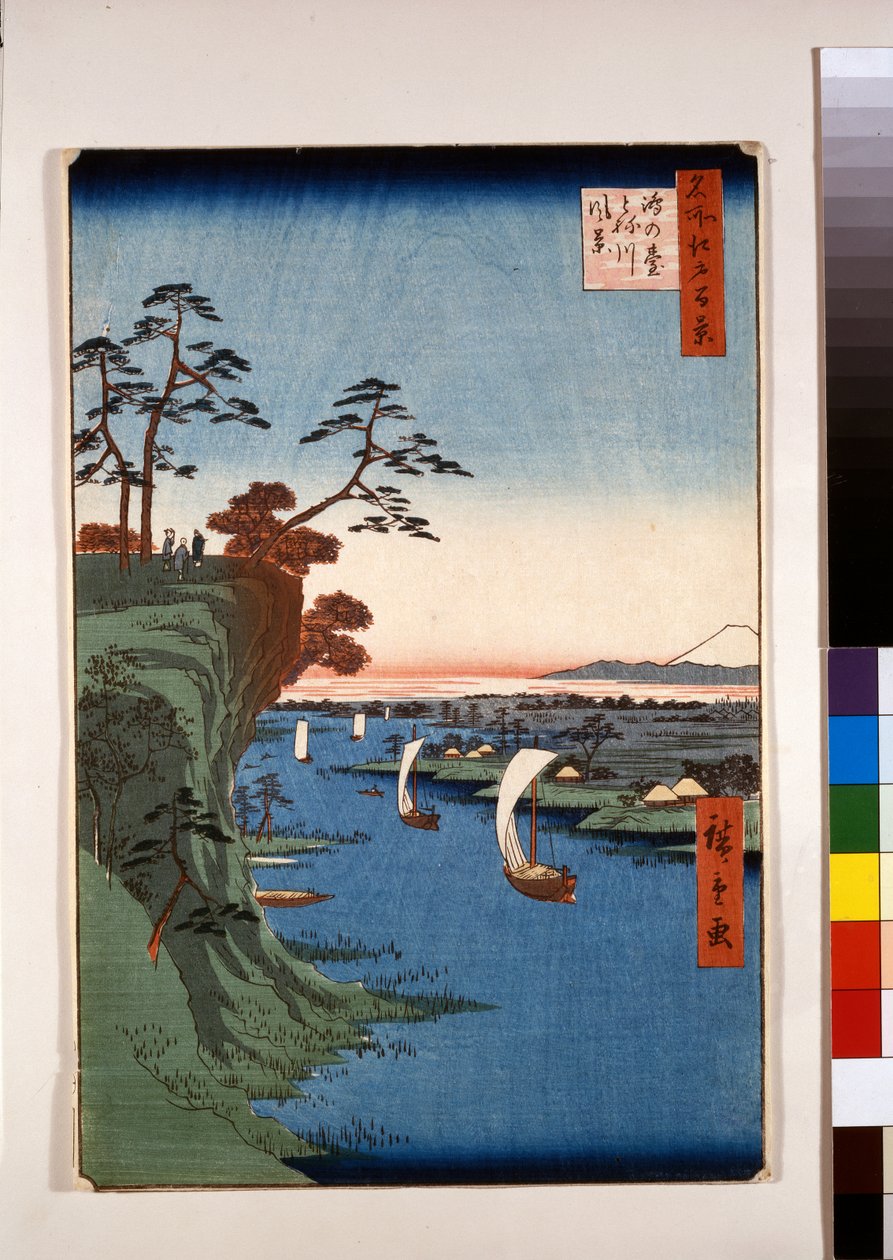Vista de Konodai e do rio Tone de Ando or Utagawa Hiroshige