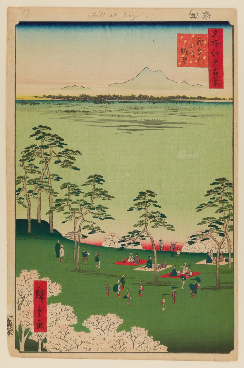 Vista para o norte de Asukayama de Ando or Utagawa Hiroshige
