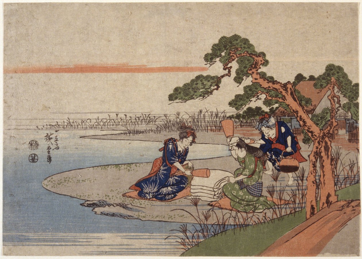 Pano de Preparação de Mulheres (impressão em bloco de madeira a cores) de Ando or Utagawa Hiroshige