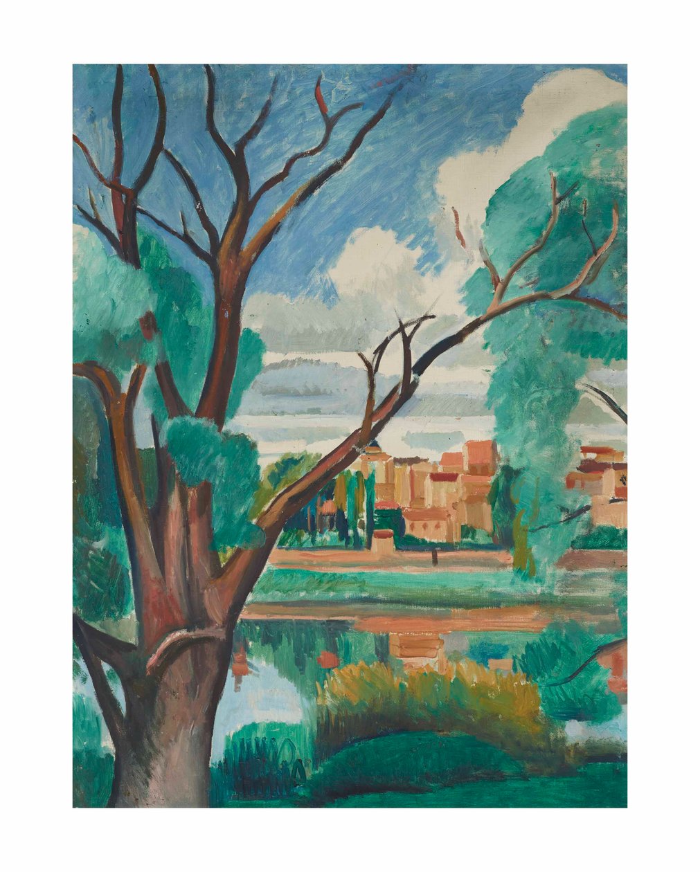 As margens do Sena em Carrières-sur-Seine de Andre Derain