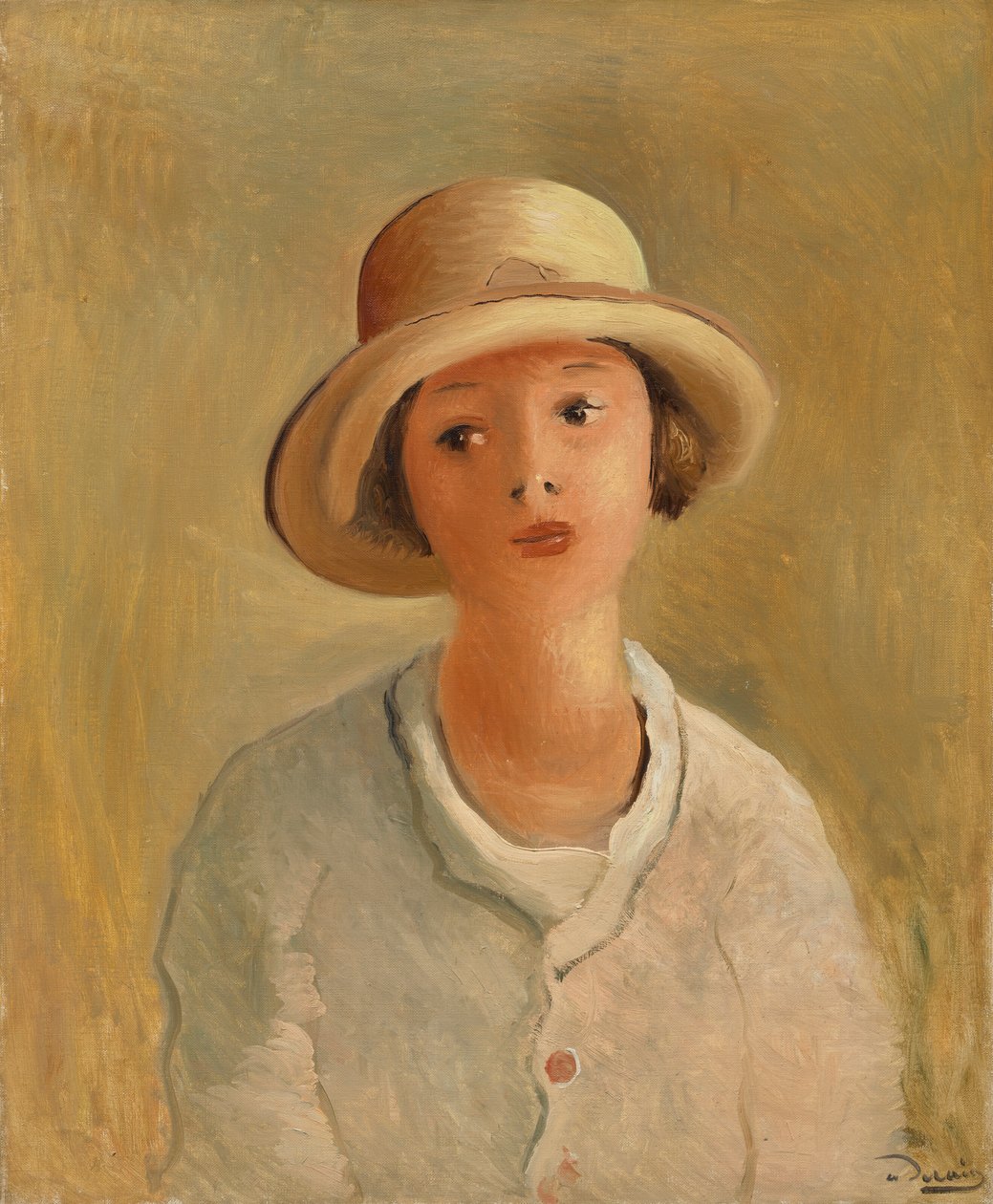 Retrato de Geneviève au chapeau de paille, sobrinha do pintor de Andre Derain