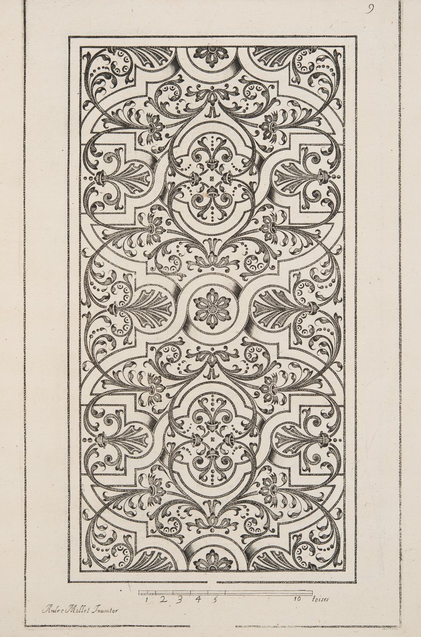 Design para Parterre, do Theatre des Plans et Jardinages, pub.1652 (gravura) de André Mollet