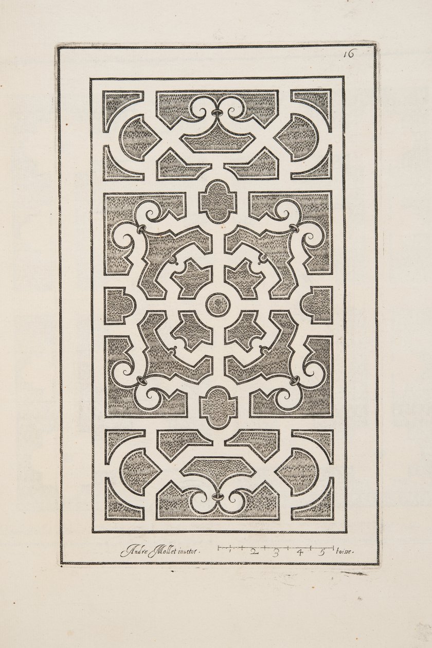 Design para Parterre, do Theatre des Plans et Jardinages, pub.1652 (gravura) de André Mollet