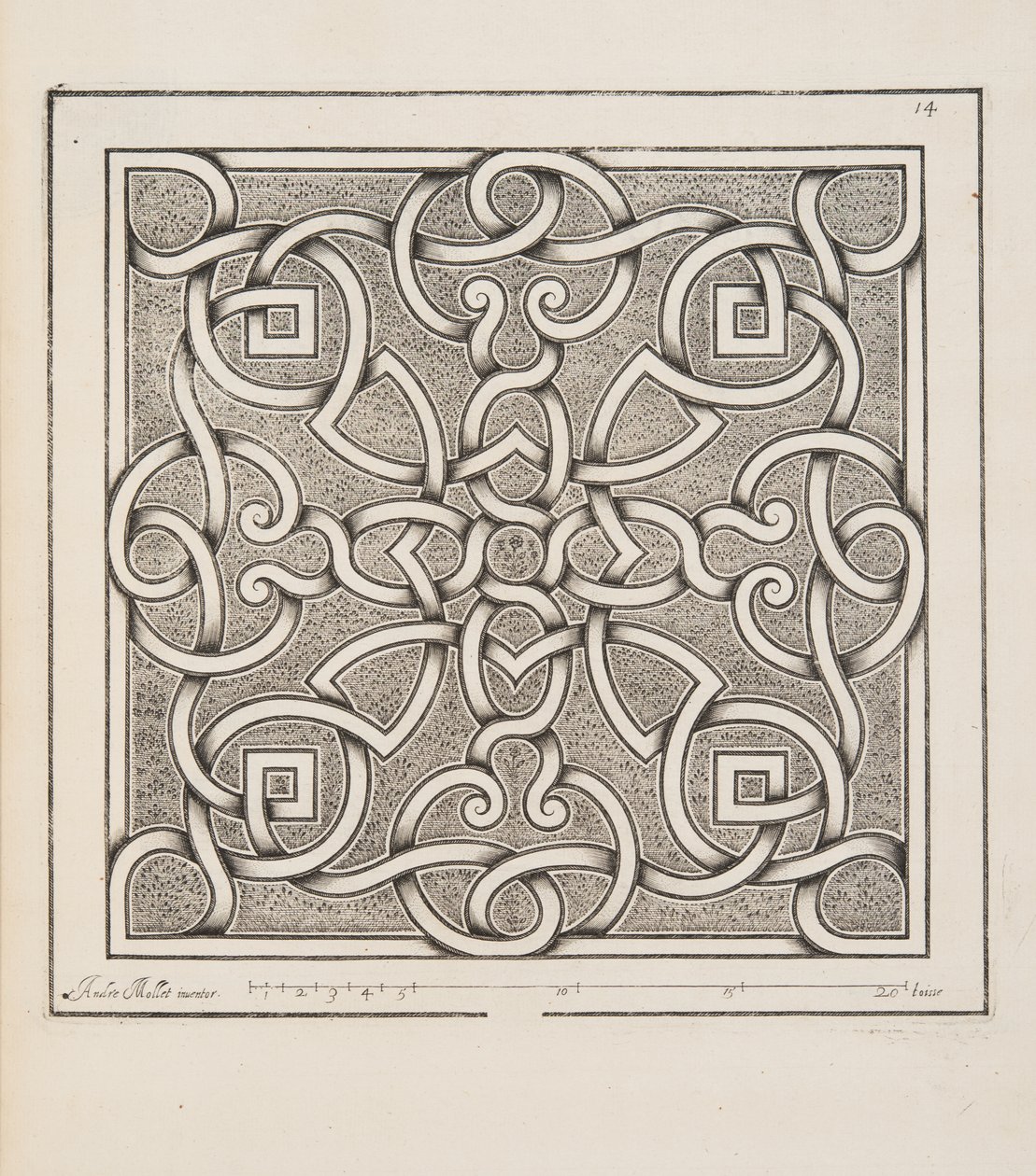 Projeto para Parterre, de Teatro de Planos e Jardinagem, pub.1652 de André Mollet