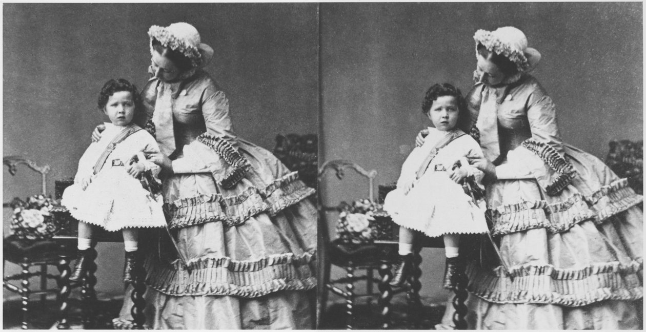 Imperatriz Eugenie e Príncipe Eugênio Luís Napoleão Bonaparte, c.1858-59 (foto estereoscópica) de Andre Adolphe Eugene Disderi