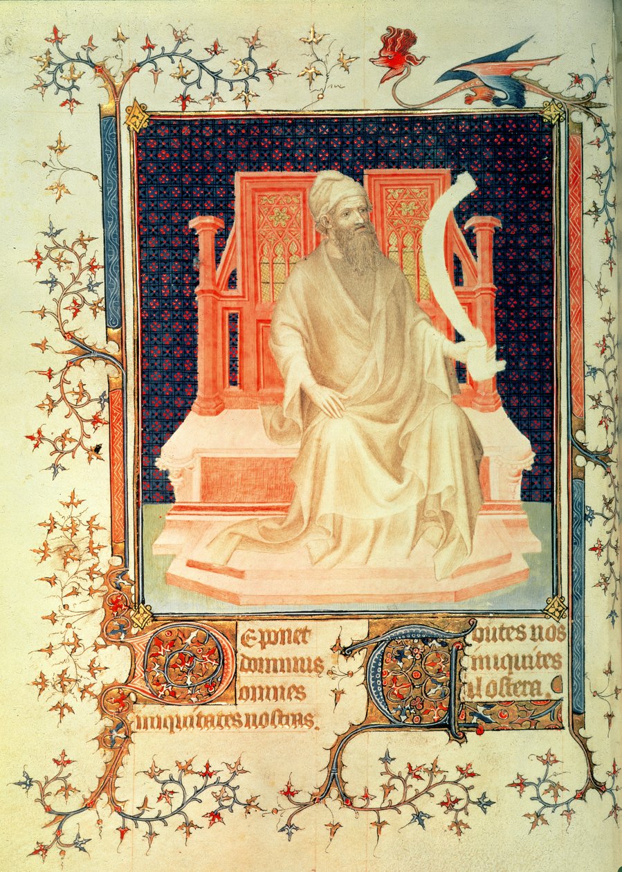 Fr 13091 f.29v O profeta Miquéias, do Saltério de Jean, Duque de Berry, c.1386 de Andre Beauneveu