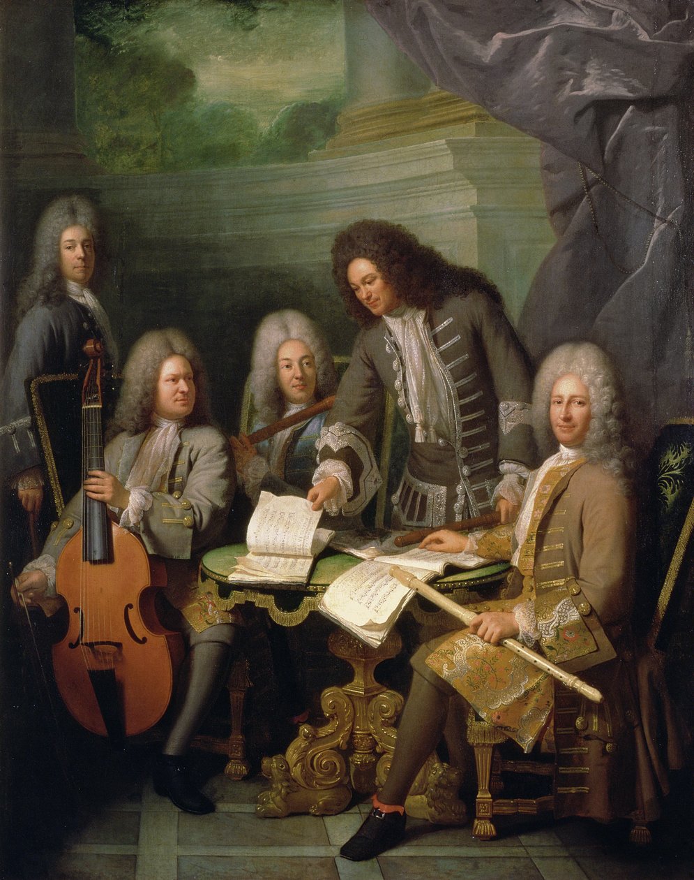 La Barre e outros músicos, c.1710 de Andre Bouys