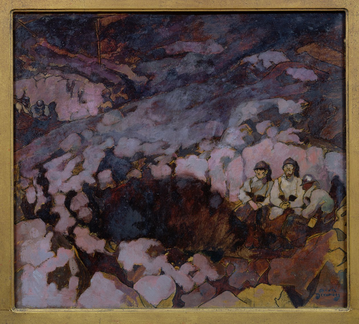 A Trench, painel da direita do tríptico &39;Remembering the Dead&39;, c.1918 (óleo) de Andre Devambez