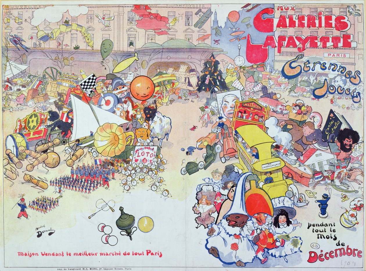 Propaganda para presentes de Natal da &39;Galeries Lafayette&39;, dezembro de 1909 de Andre Devambez