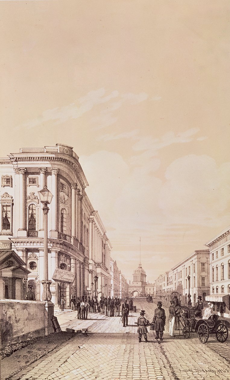 Nevsky Prospekt, São Petersburgo, ilustração da &39;pitoresca viagem à Rússia&39;, 1843 de Andre Durand