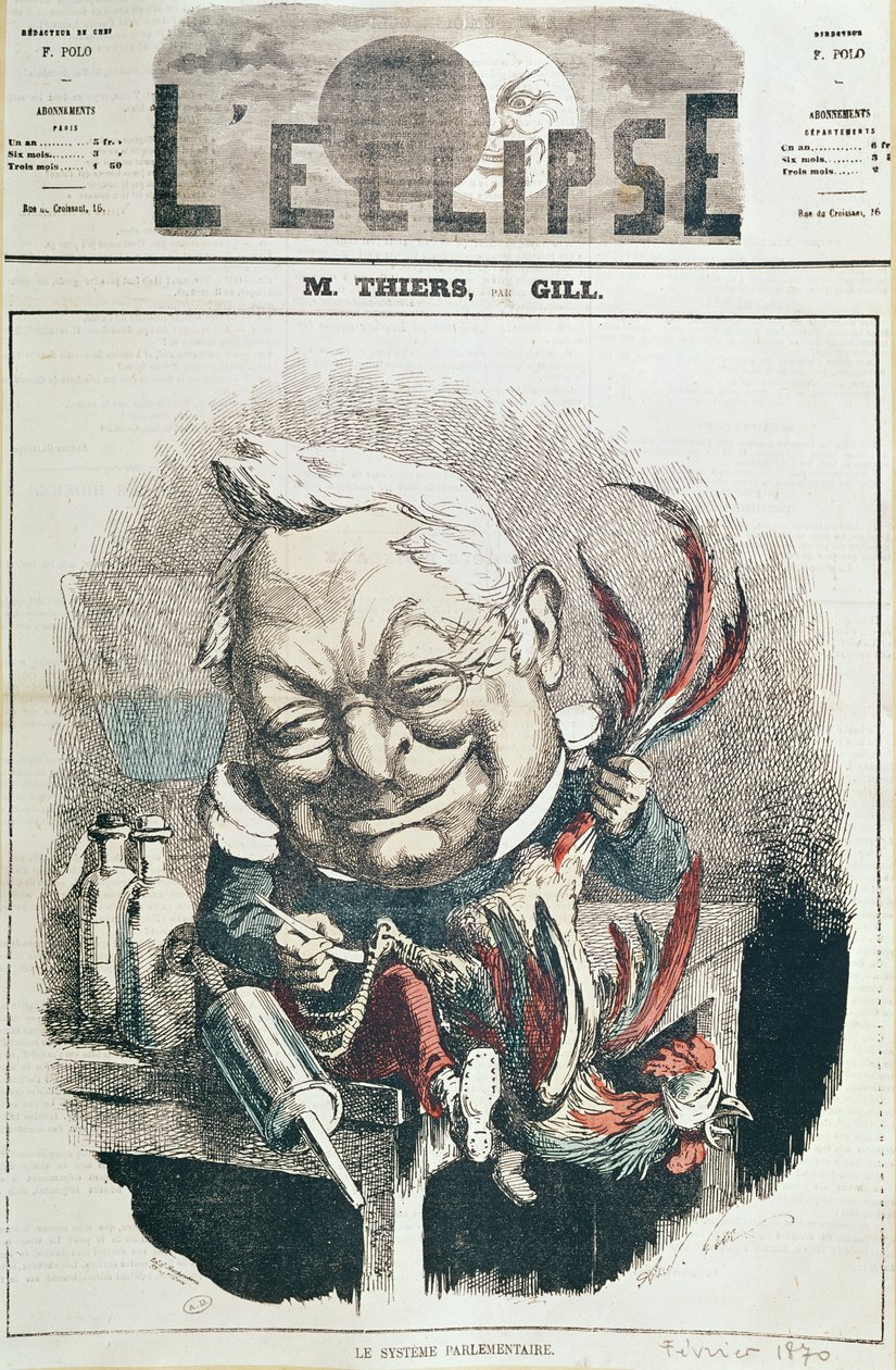 Caricatura de Adolphe Thiers (1797-1877) de &39;L&39;Eclipse&39;, fevereiro de 1870 de Andre Gill
