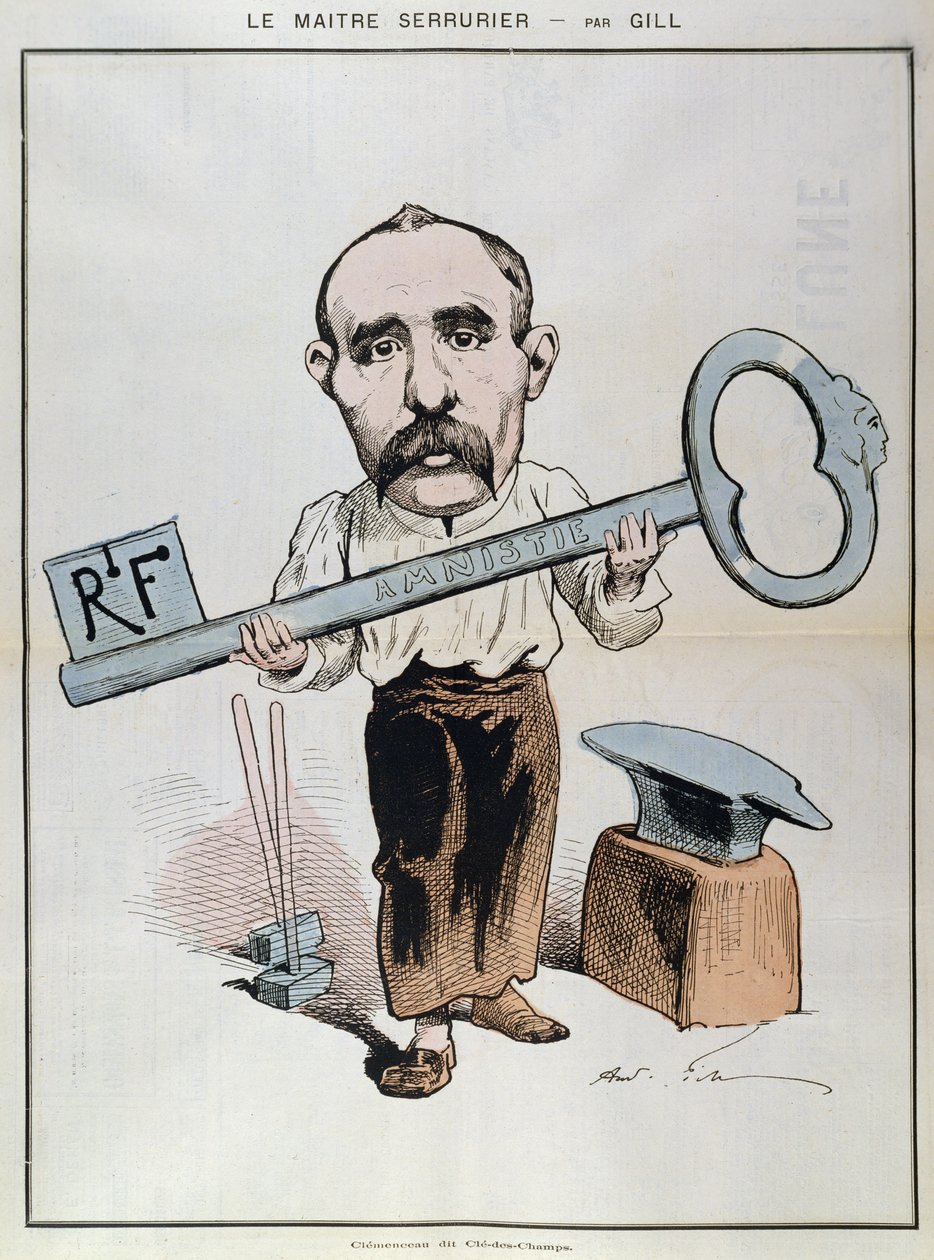 Caricatura de Georges Clemenceau (1841-1929) de "A Lua Vermelha", 1879 de Andre Gill