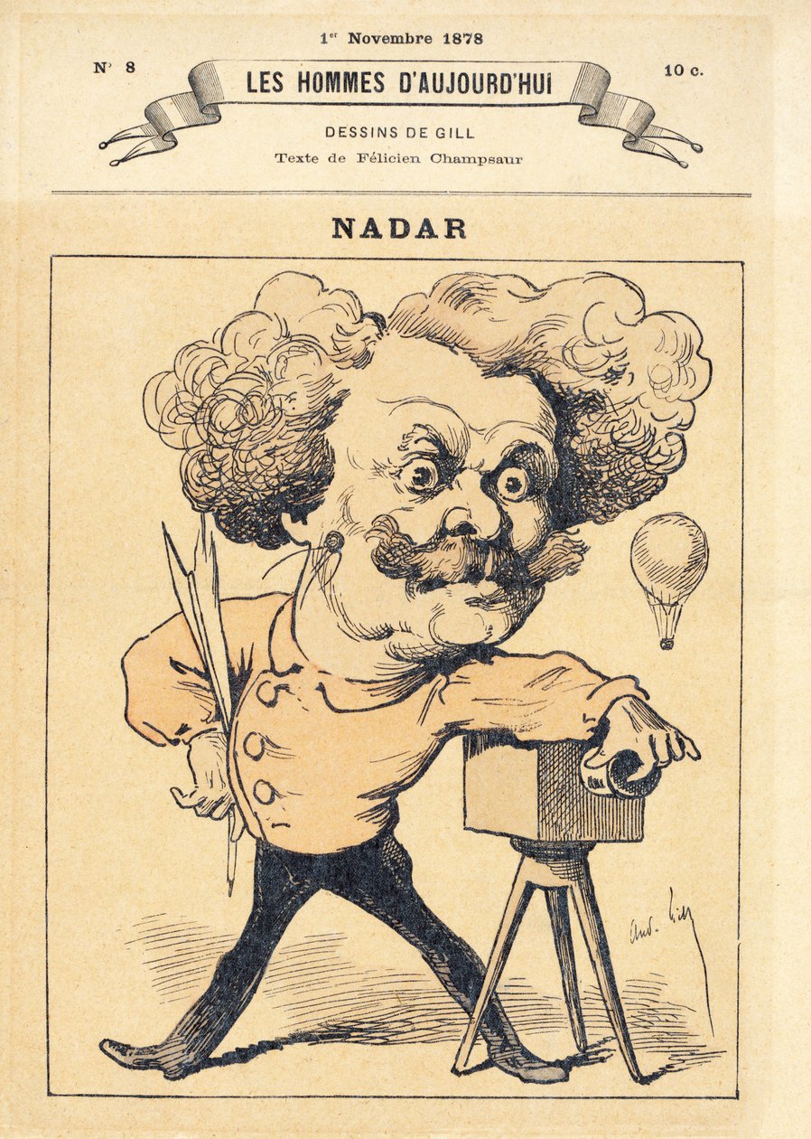 Nadar, pub. 1878 (gravura colorida à mão) de Andre Gill