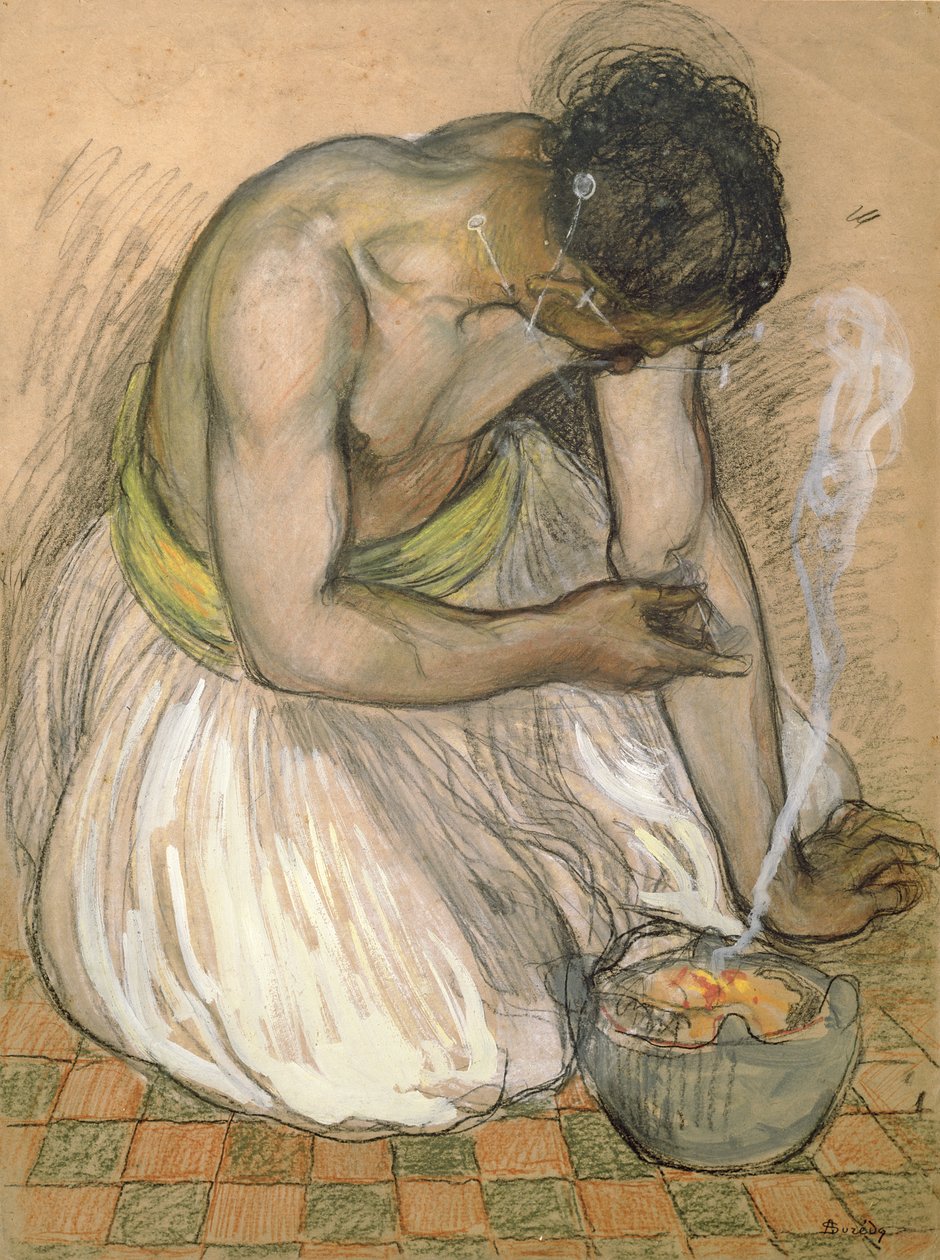 O faquir marroquino (pastel e guache sobre papel) de Andre Sureda