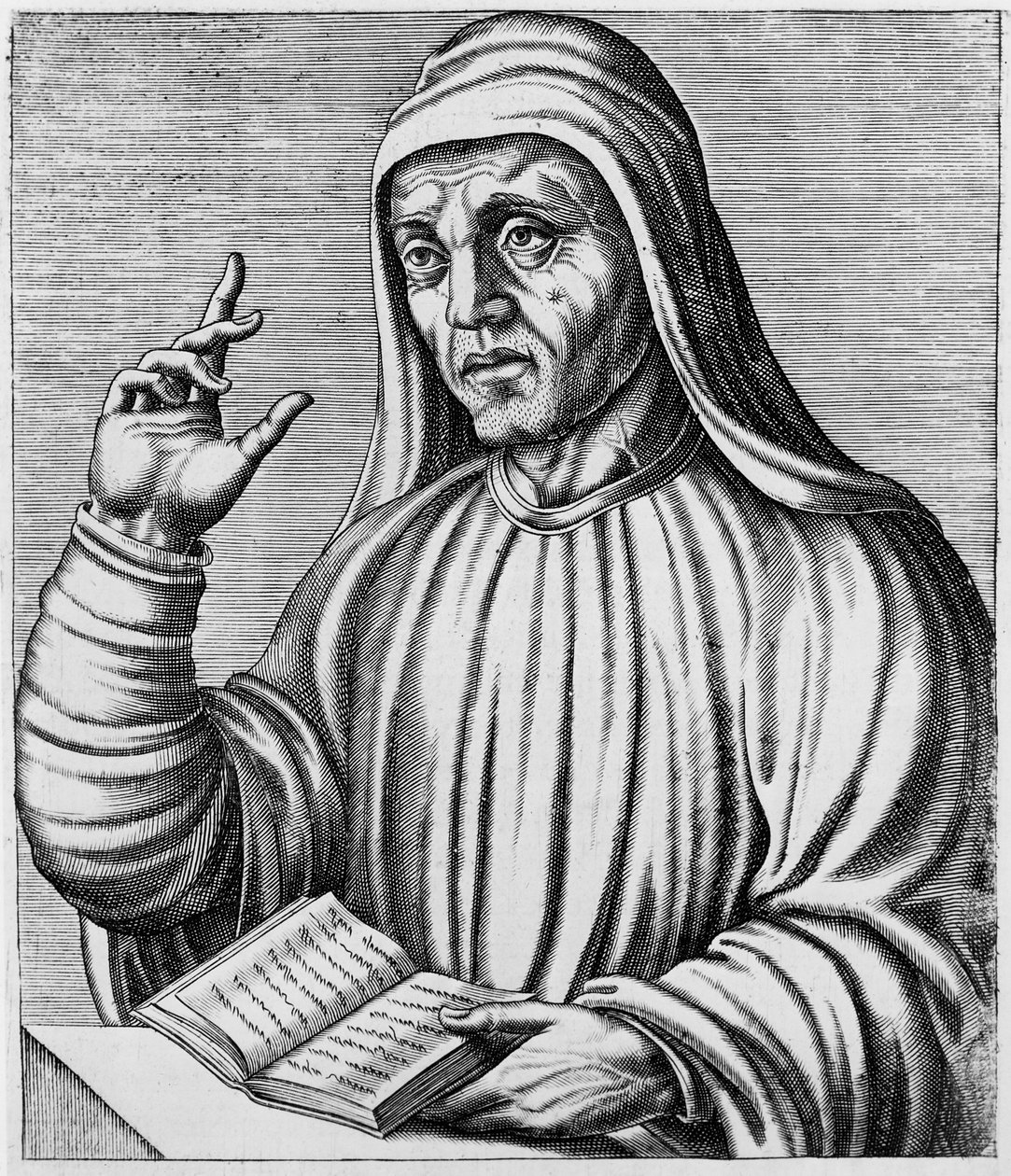 Alcuíno de York, de "As Verdadeiras Puridades e Vidas dos Homens Ilustres" de Andre Thevet, 1584 de Andre Thevet