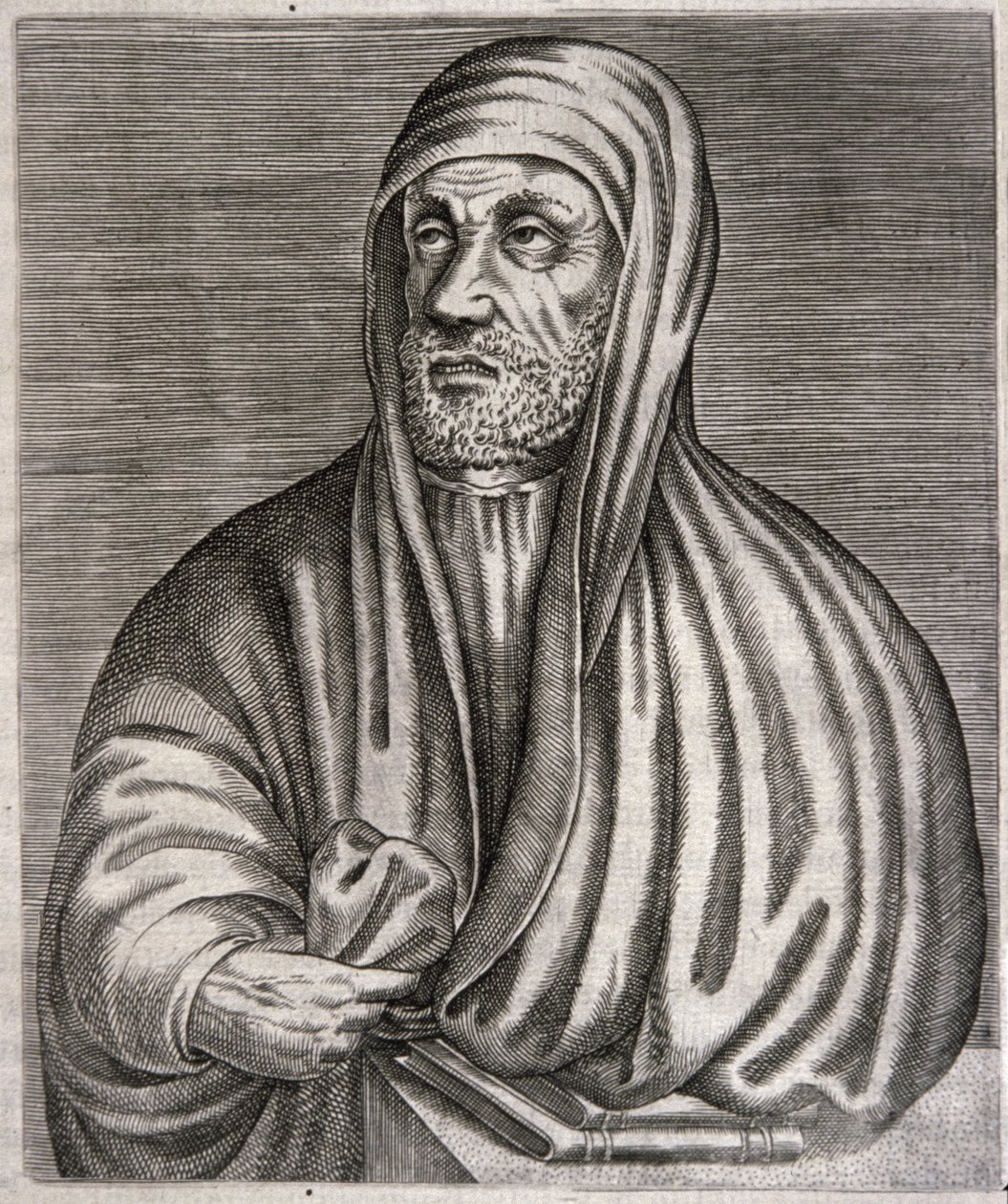 Retrato de Abu Ali al-Husain ibn Abdallah ibn Sina, chamado Avicena (gravura) de Andre (after) Thevet