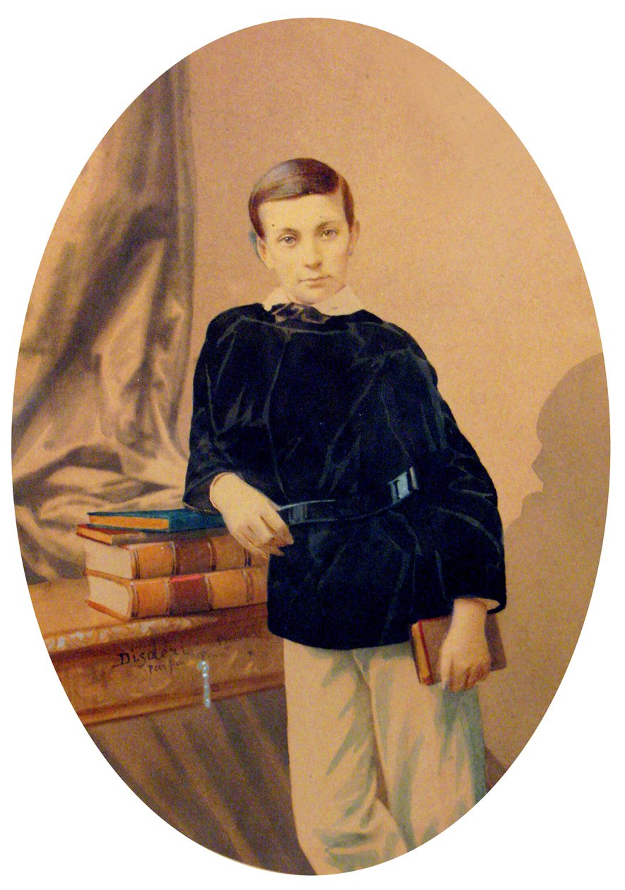 Príncipe Alberto I do Mónaco, c.1860 (foto pintada) de Andre Adolphe Eugene Disderi