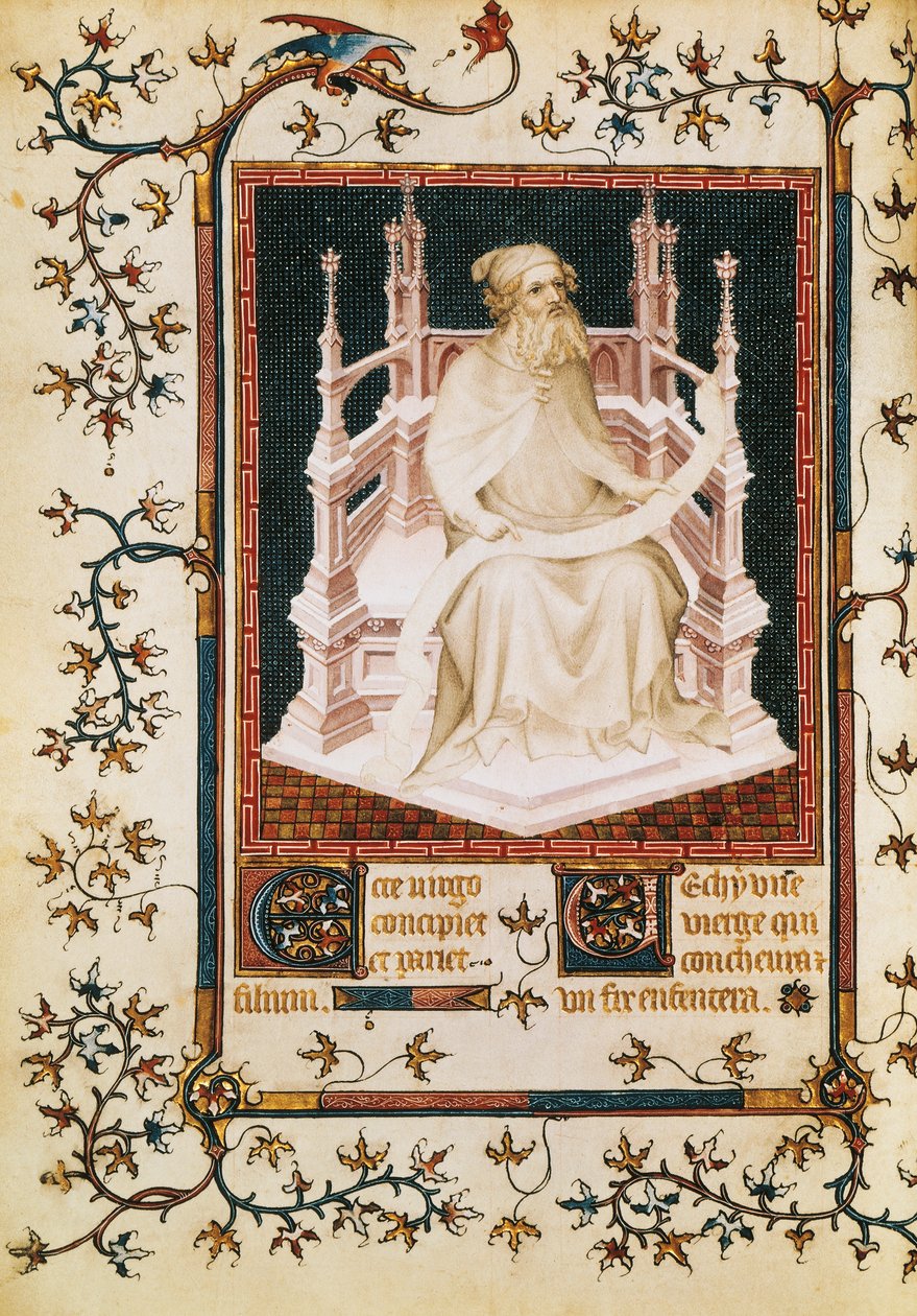 O profeta Isaías, miniatura do Saltério, de André Beauneveu para o Duque de Berry, manuscrito, França. de Andre Beauneveu
