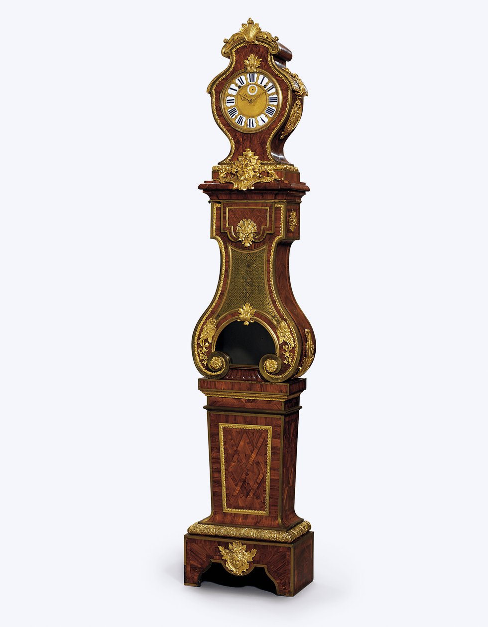 Um relógio trimestral da Regência montado em ormolu, c.1720 (ormolu, incrustação de latão, chifre colorido e pau-santo) de Andre Charles (attr. to) Boulle