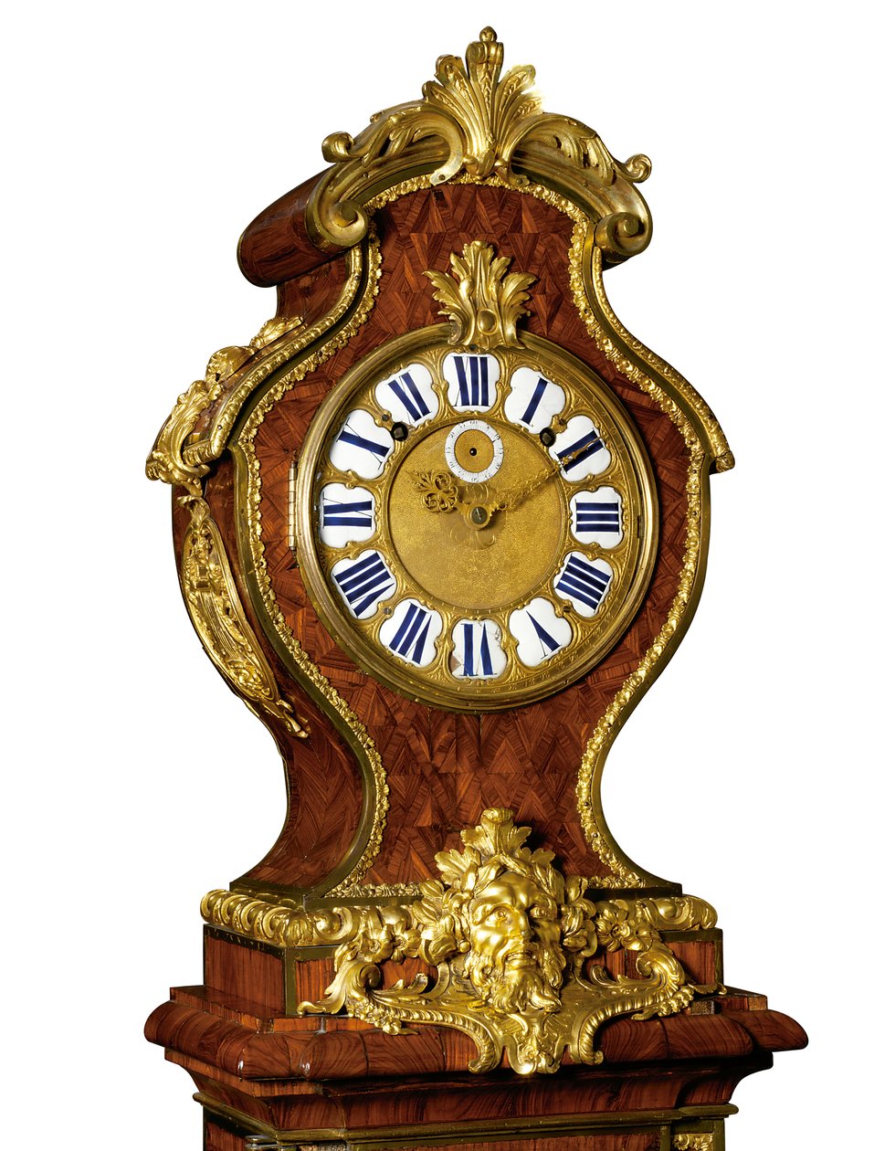 Detalhe de um regulador impressionante do trimestre da Regência, o movimento de Thuret, c.1720 (montado em ormolu, chifre e madeira azul incrustada de latão Boulle com incrustações de azul) (ver também 469017) de Andre Charles (attr. to) Boulle