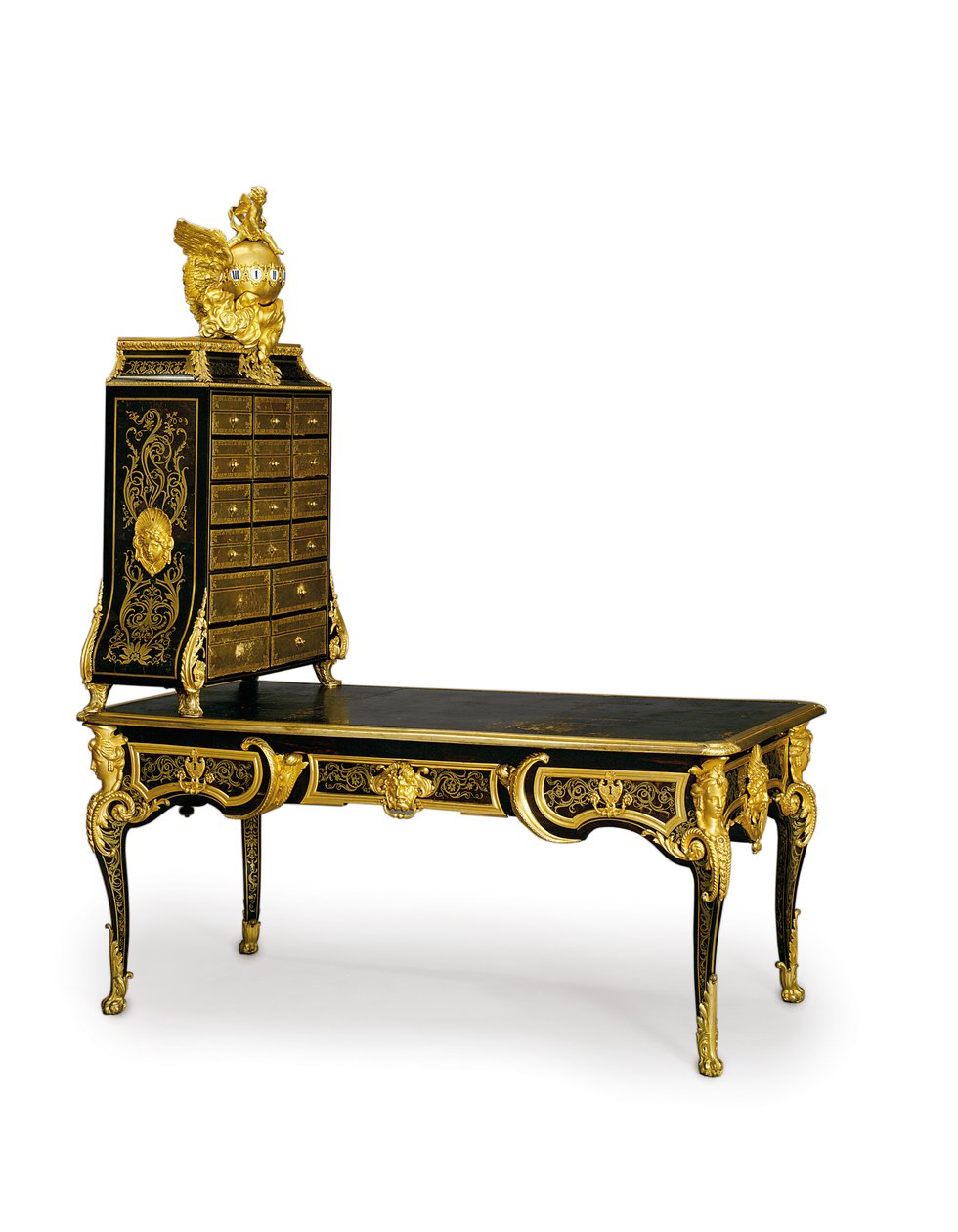 Mesa de escritório Luís XV Plat e Cartonnier, 1725-50 de Andre Charles Boulle