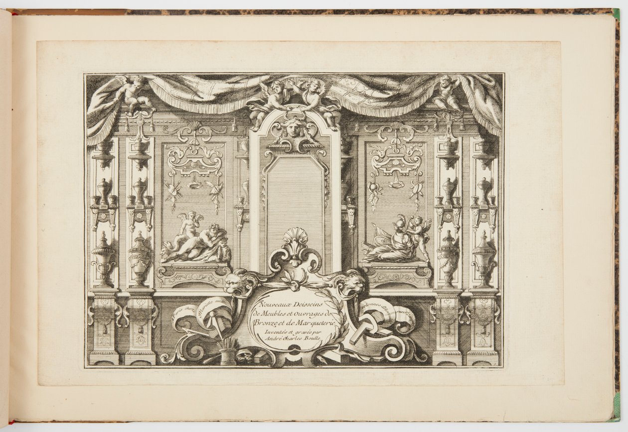 Novos desenhos para móveis e obras de bronze e marchetaria de Andre Charles Boulle