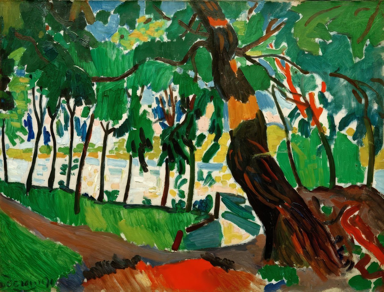 Árvore, paisagem ribeirinha de Andre Derain