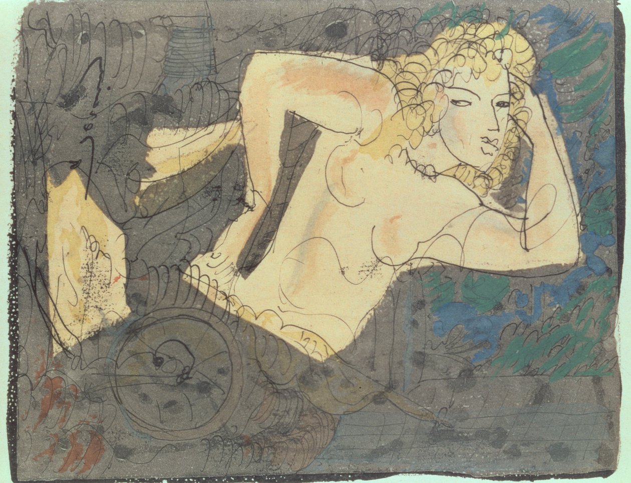 Ilustração para o poema "A fiandeira", dos "Álbuns de versos antigos, encantos" de Paul Valery (1871-1945) (técnica mista) de Andre Derain