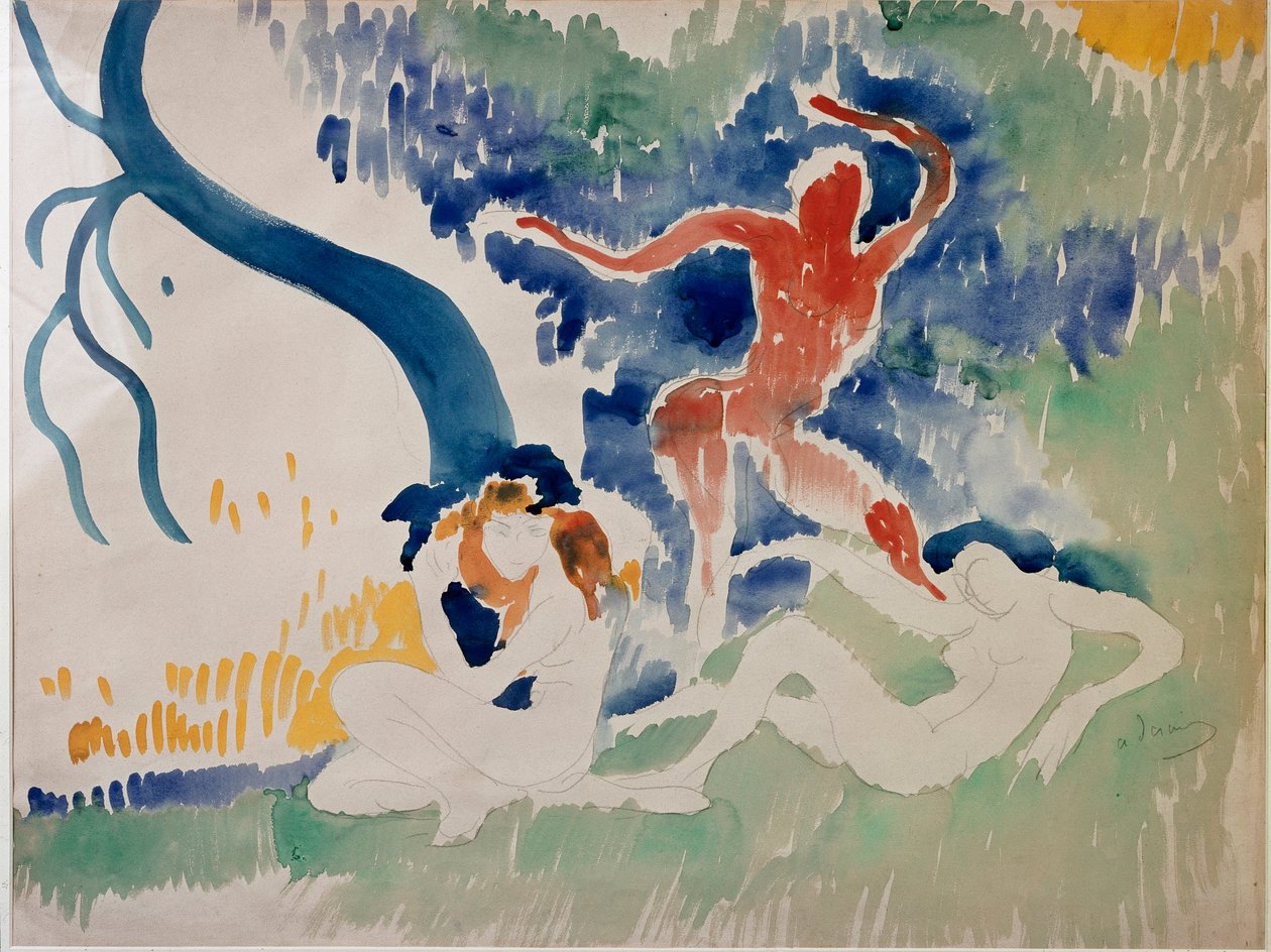 Três Bailarinas, século XX (Aguarela) de Andre Derain