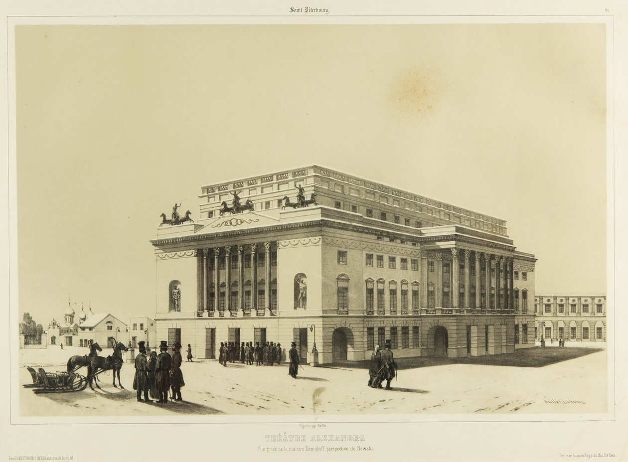 O Teatro Alexandrinsky em São Petersburgo, c. 1840 de Andre Durand