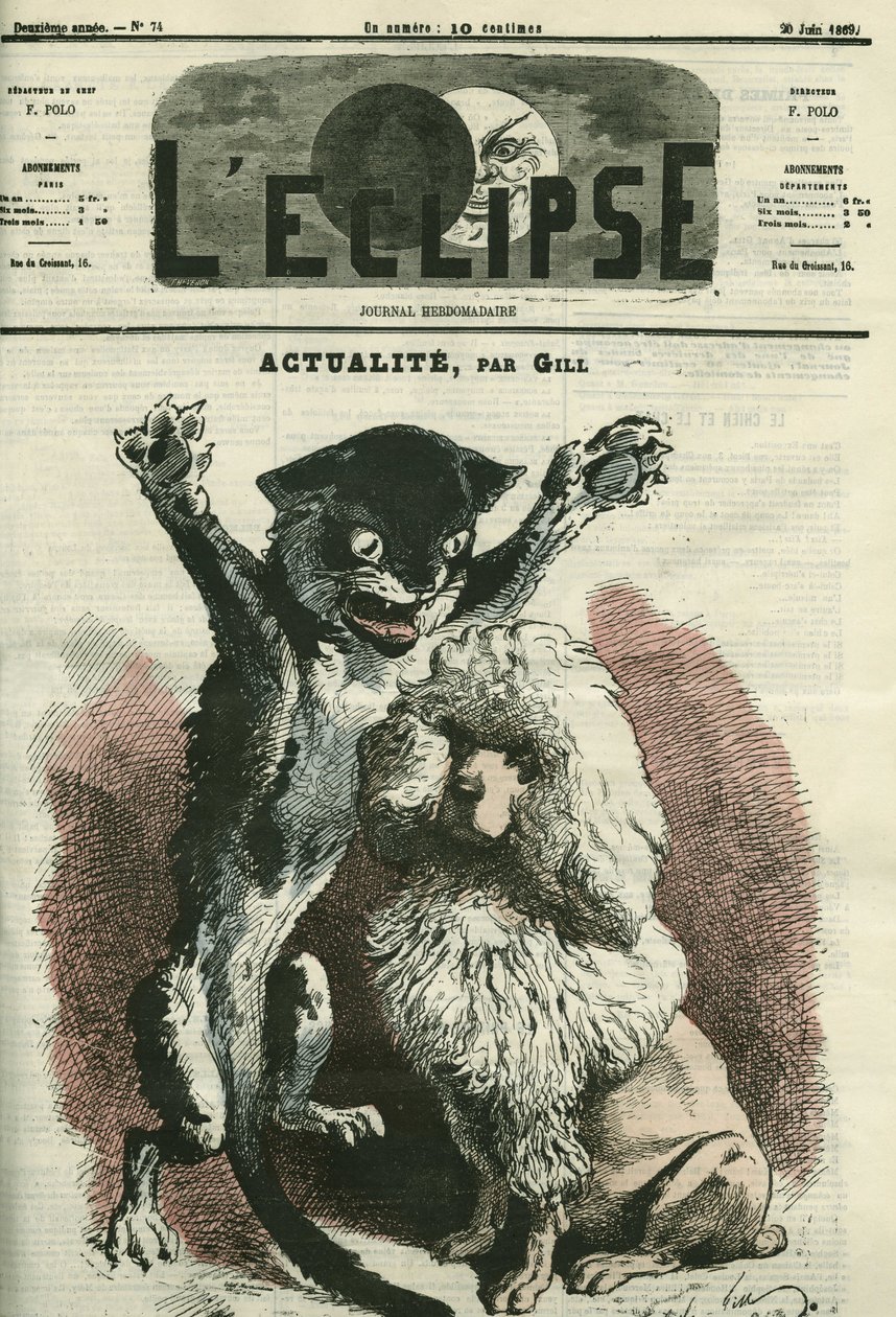 Actualite, ilustração para uma exposição "O cão e o gato" em Paris. Capa em "L