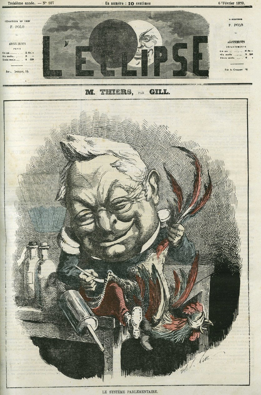Adolphe Thiers (1797-1877), historiador e político francês. Capa em "L