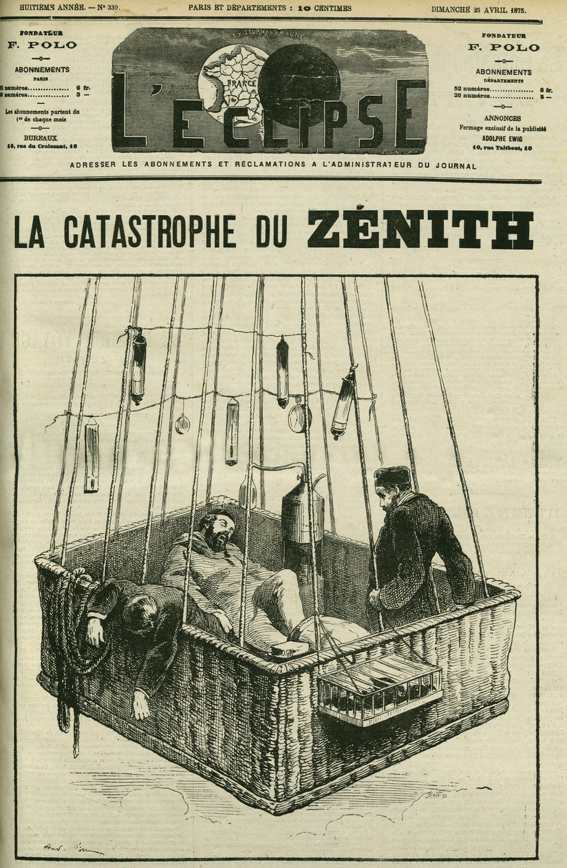 Acidente de balão de ar, o Zenith, 15 de abril de Andre Gill