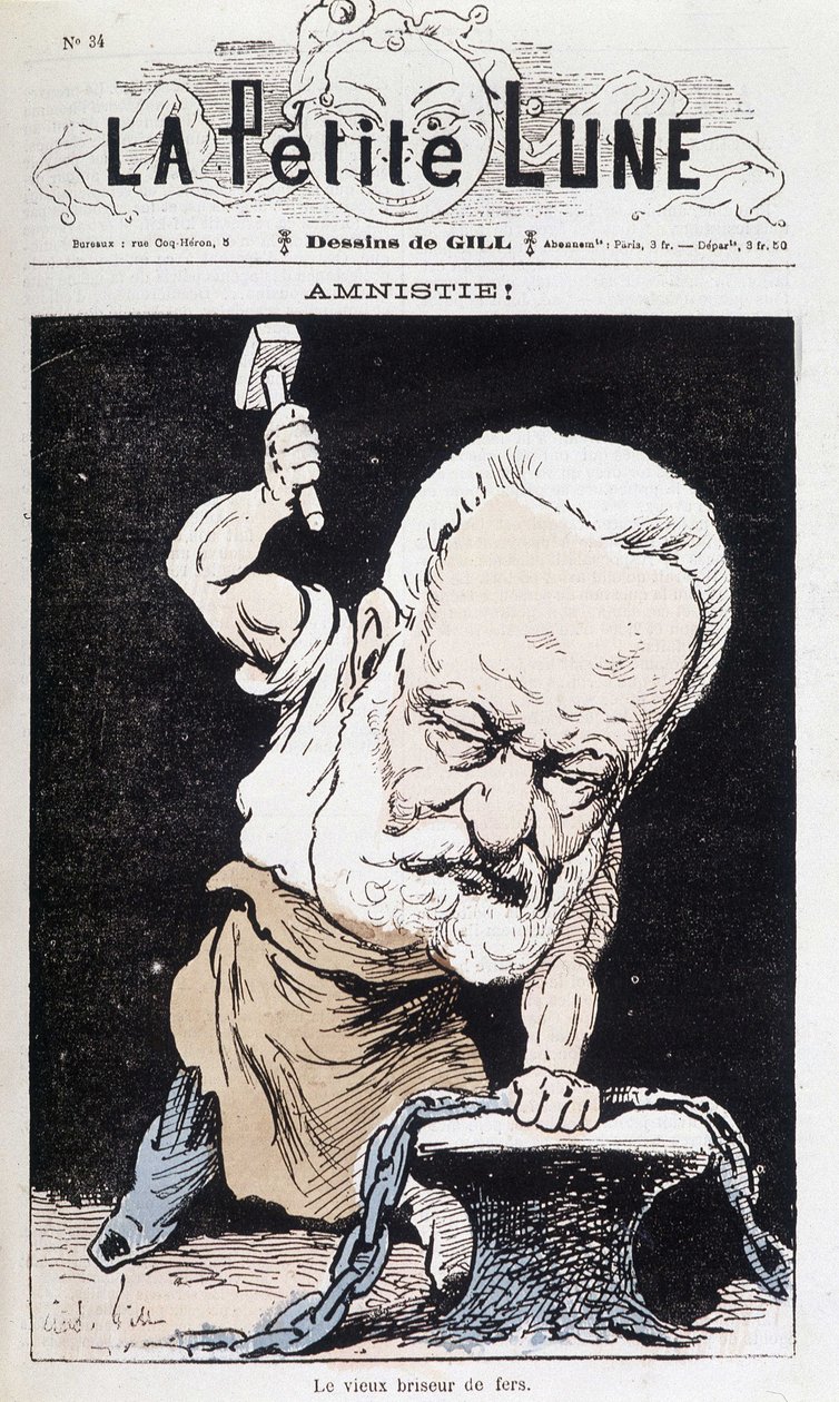 Amnistia! The Old Iron Breaker (Cartoon Victor Hugo) - por Gill, em "The Little Moon" (A Lua Pequena) de Andre Gill
