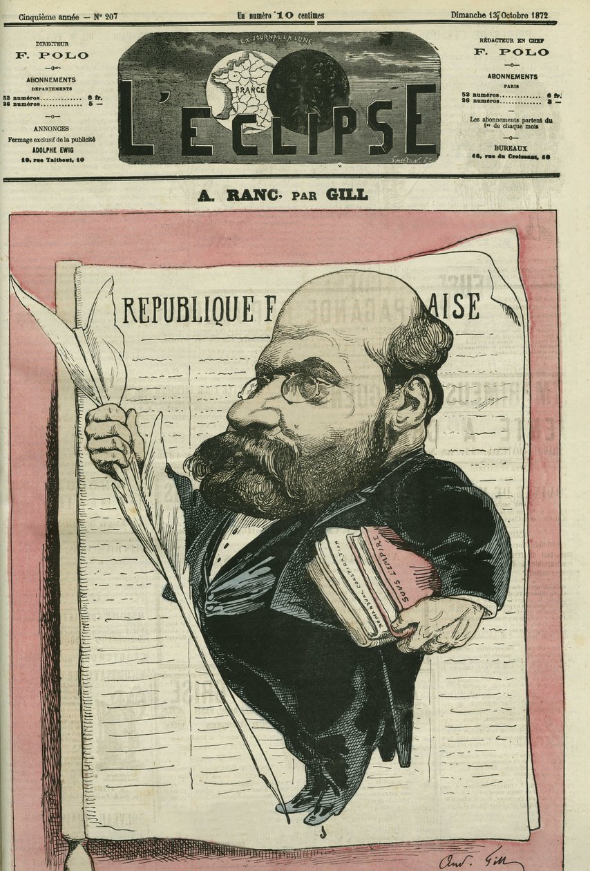 Arthur Ranc (1831-1908), jornalista e político francês. Capa em "L