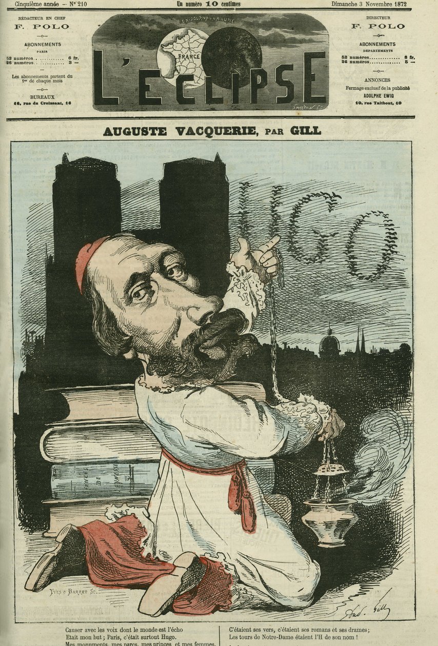 Auguste Vacquerie (1819-1895), poeta, dramaturgo e jornalista francês. Capa em "L